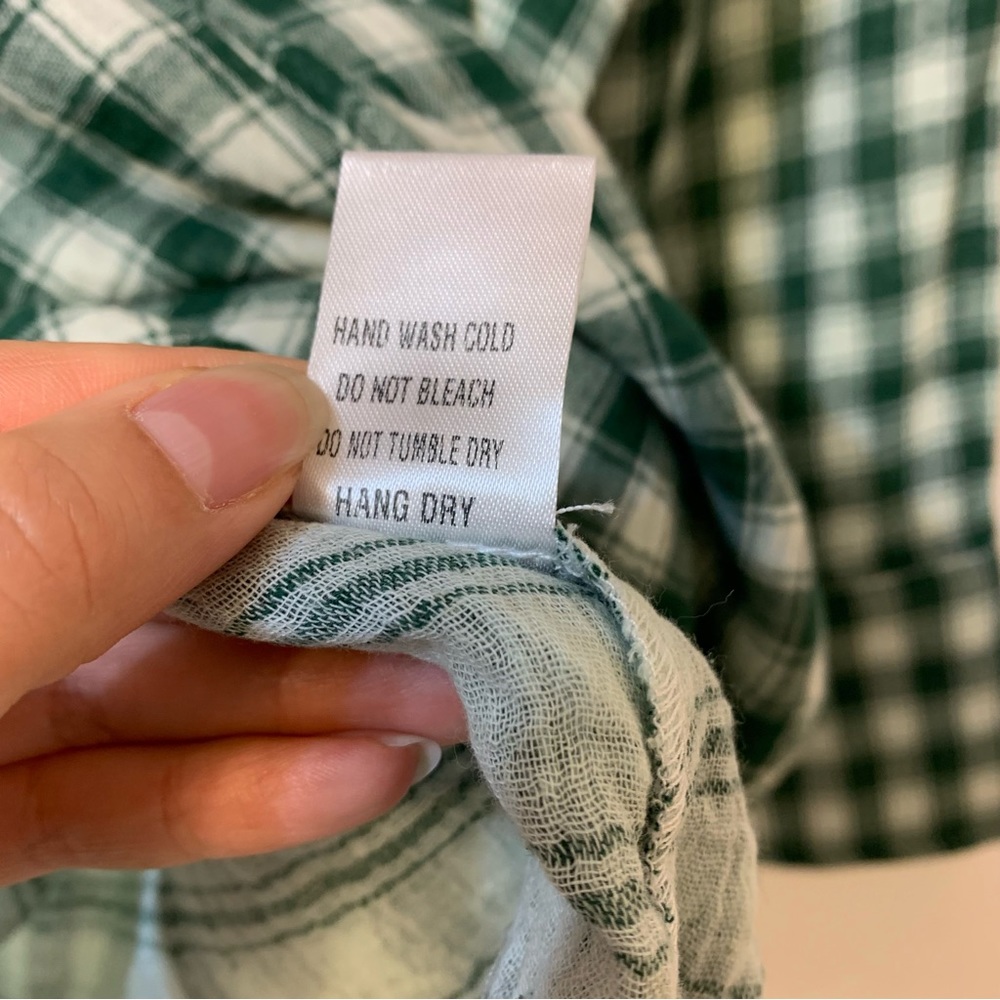 Lovely + Blush Green 100% Cotton Plaid Top Small - Picture 7 of 9